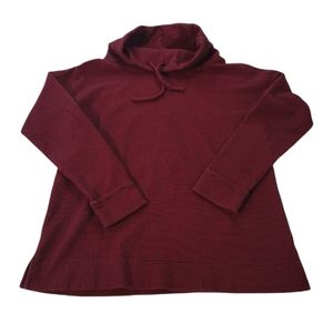 Talbots Pinstripe Cowl Neck Sweater Small Red Black Cotton Nylon